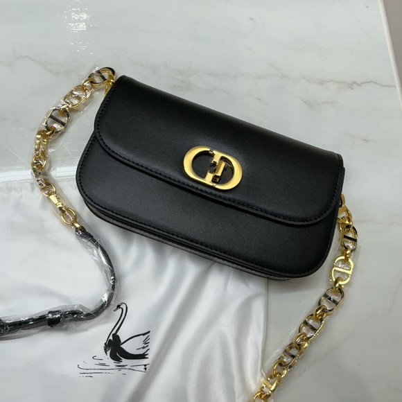 Designer INSPIRED Black Leather Shoulder Bag - Picture 2 of 8